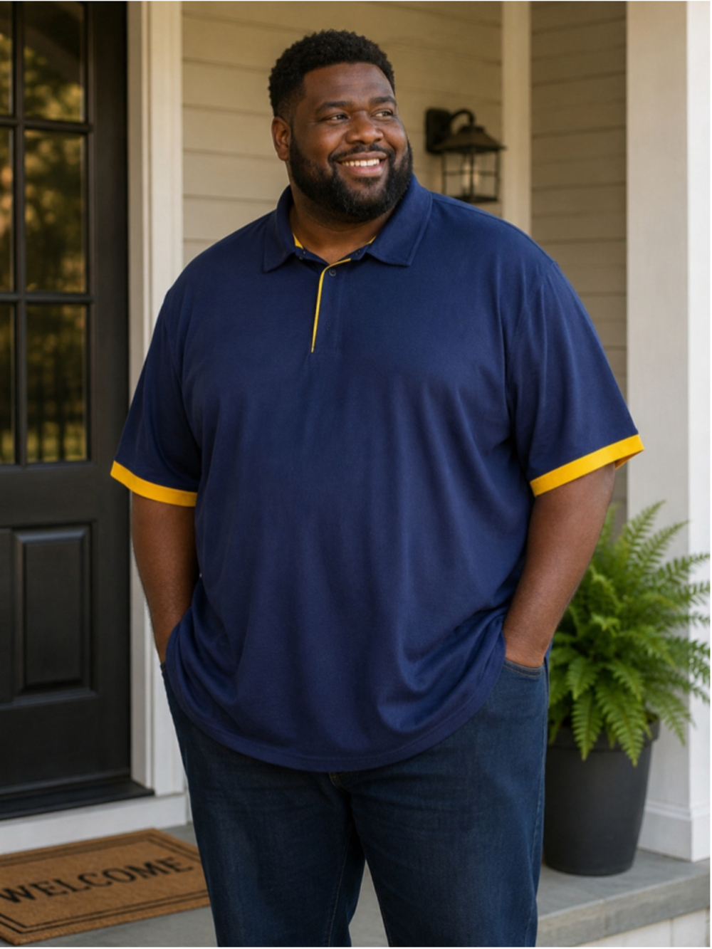 Men's Unbranded Polo Shirt 3XL Blue Yellow Short Sleeve